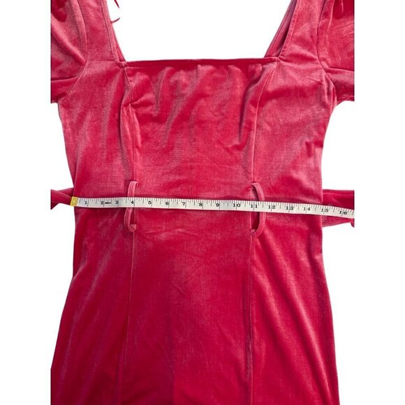 Blu Pepper Velour Belted Bodycon‎ Mini Dress Hot Pink Size L - Picture 7 of 14